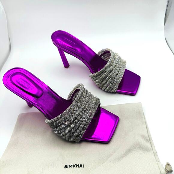 Jonathan Simkhai Crystal Embellishments Fuchsia Party Slides size 38 - Picture 3 of 15